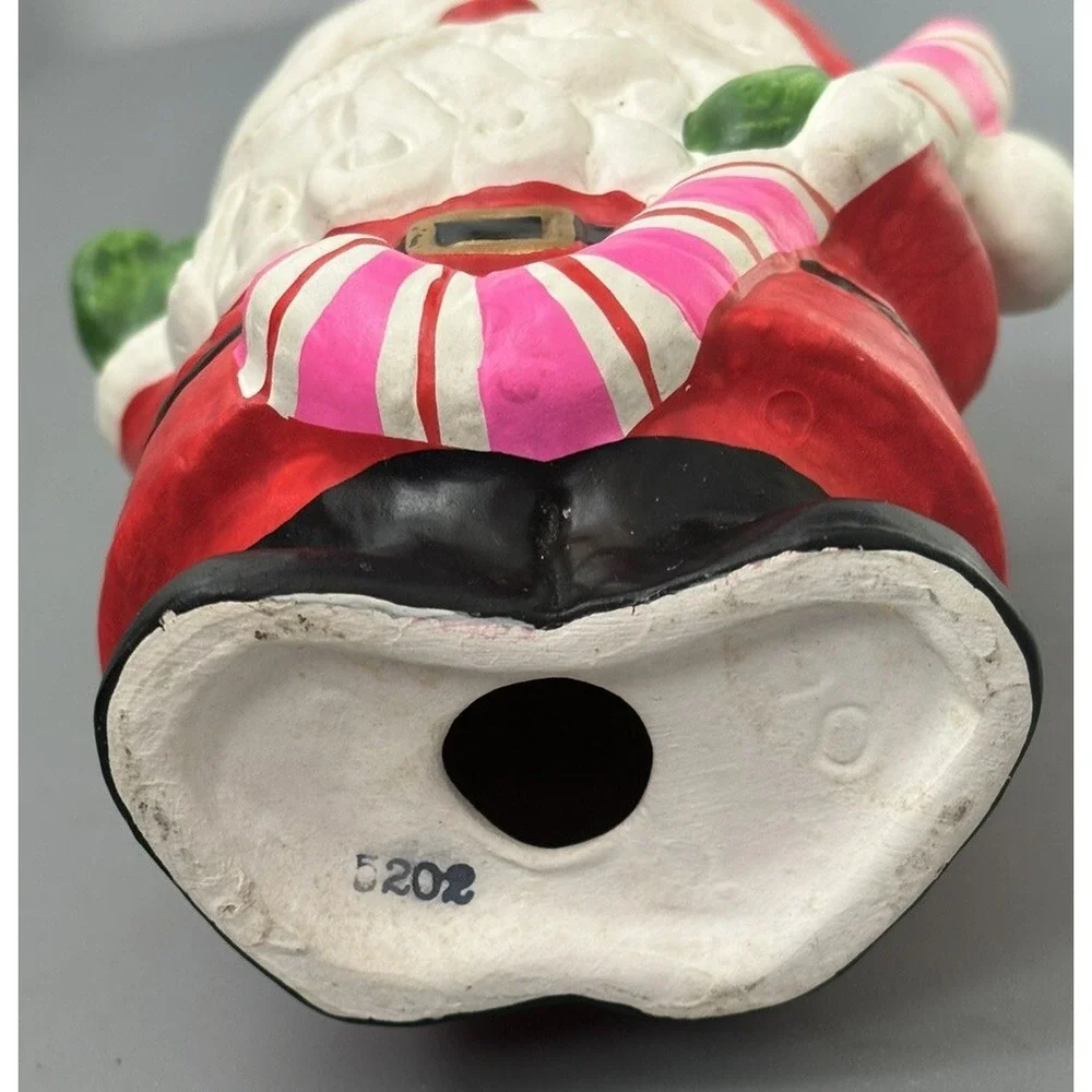 Vtg 60s Kitschy‎ Santa Figure Holding Candycane Holds Tapered Candle 5202 Stamp